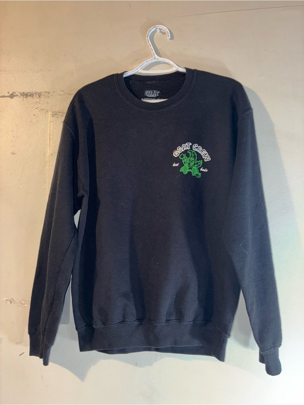 Goat Crew Black Graphic Crewneck Sweatshirt Size Medium Streetwear Fleece